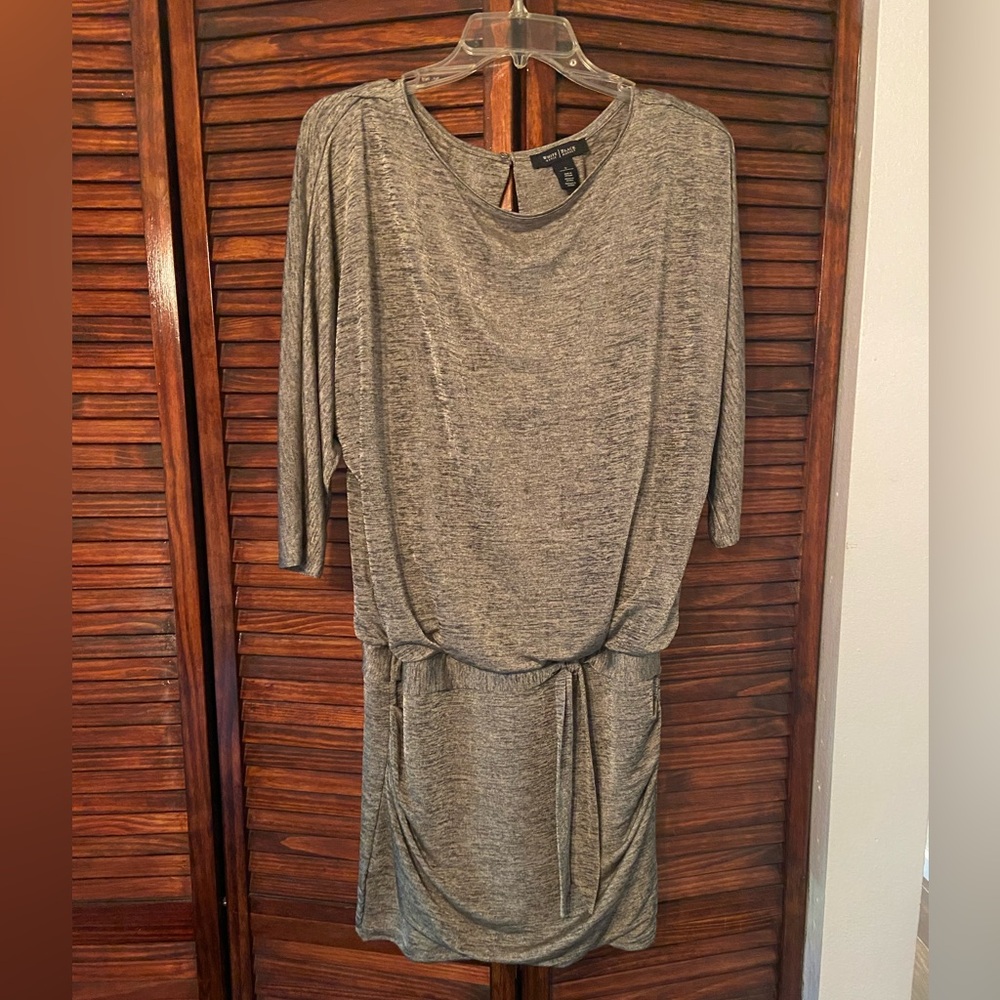 White House Black Market Gray Cowl Neck Dolman Sleeve Dress